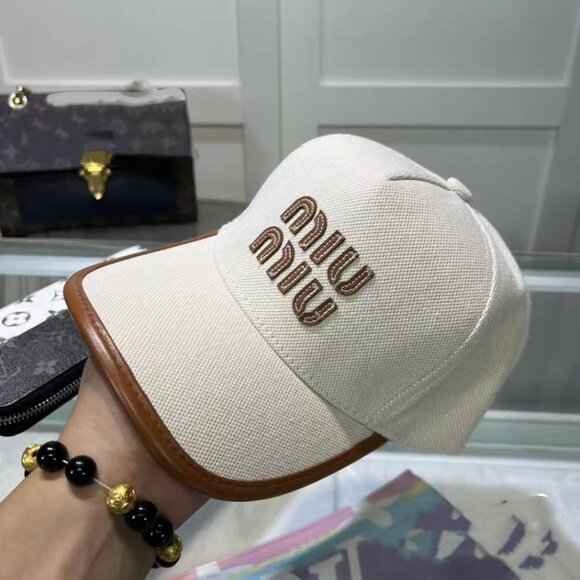 Miu Miu Beige and Brown canvas Cap - Picture 3 of 4